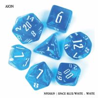 Set di 7 Dadi - Aion - Space Blue / White - White