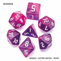 Set di 7 Dadi - Sulphur - Glitter Orchid - White