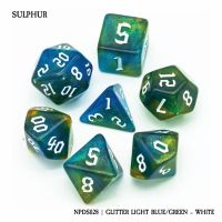 Set di 7 Dadi - Sulphur - Glitter Light Blue/Green - White