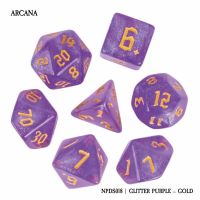 Set di 7 Dadi - Arcana - Glitter Purple - Gold