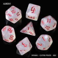 Set di 7 Dadi - Albedo - Glitter White - Red