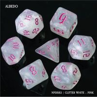 Set di 7 Dadi - Albedo - Glitter White - Pink