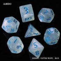 Set di 7 Dadi - Albedo - Glitter White - Blue