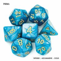 Set di 7 Dadi - Prima - Aquamarine - Gold