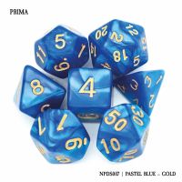 Set di 7 Dadi - Prima - Pastel Blue - Gold