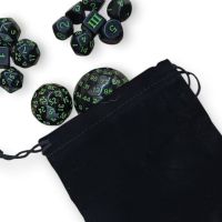 Set di 15 Dadi - Nero - Verde + Sacchetto