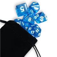 Set di 7 Dadi - Blu - Bianco + Sacchetto