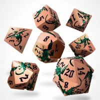 Set di 7 Dadi Deluxe - Viridian Flame Metal RPG Dice Set