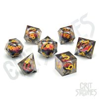 Set di 7 Dadi Deluxe - Fire Dragon's Gaze Floating Eye RPG Dice Set