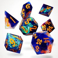 Set di 7 Dadi Deluxe - Galactic Ember Sharp Edge Resin RPG Dice Set