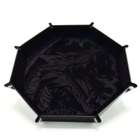 CritStones XL Octagonal Foldable Dice Tray - Dragon Skin Edition - Black