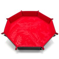 CritStones XL Octagonal Foldable Dice Tray - Dragon Skin Edition - Red