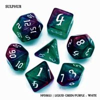 Set di 7 Dadi - Sulphur - Liquid Green/Purple - White