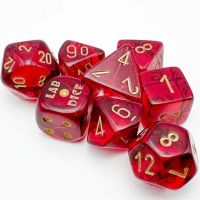 Set di 7 Dadi Lab Dice (Cremisi Trasparente, Oro) + Dado Bonus