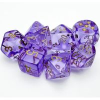 Set di 7 Dadi Lab Dice (Lavanda Trasparente, Oro) + Dado Bonus