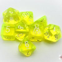 Set di 7 Dadi Lab Dice (Nenon Giallo Trasparente, Bianco) + Dado Bonus