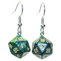 Orecchini a Gancio - Dado Scrab Mini-Poly d20 (Giada)