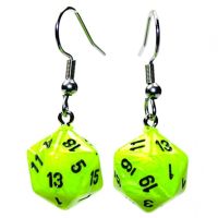 Orecchini a Gancio - Dado Vortex Mini-Poly d20 (Verde Brillante)