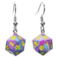 Orecchini a Gancio - Dado Festive Mini-Poly d20 (Mosaic)