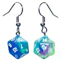 Orecchini a Gancio - Dado Festive Mini-Poly d20 (Waterlily)
