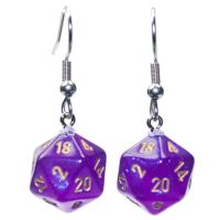 Orecchini a Gancio - Dado Borealis Mini-Poly d20 (Viola Reale)