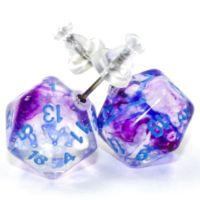 Orecchini a Bottone - Dado Nebula Mini-Poly d20 (Nocturnal)