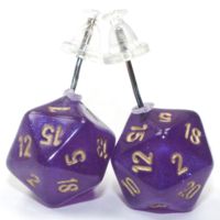 Orecchini a Bottone - Dado Borealis Mini-Poly d20 (Viola Reale)
