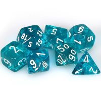 Set di Dadi Trasparente (Ciano, Bianco)