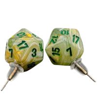 Orecchini a Bottone - Dado Marble Mini-Poly d20 (Verde)