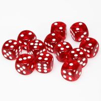 Set di Dadi 12D6 Trasparente (Rosso, Bianco)