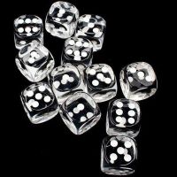 Set di Dadi 12D6 Trasparente (Trasparente, Bianco)