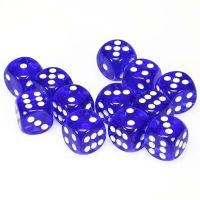 Set di Dadi 12D6 Trasparente (Blu, Bianco)
