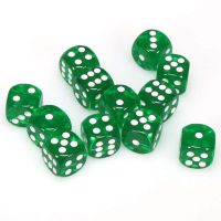 Set di Dadi 12D6 Trasparente (Verde, Bianco)