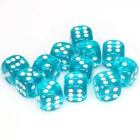 Set di Dadi 12D6 Trasparente (Ciano, Bianco)
