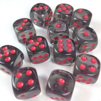 Set di Dadi 12D6 Trasparente (Fumo, Rosso)