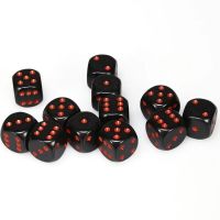 Set di Dadi 12D6 Opaco (Nero, Rosso)