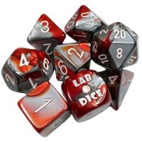 Set di Dadi Lab Dice - Gemini (Rosso-Acciaio, Bianco)