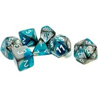 Set di Dadi Gemini (Acciaio-Ciano, Bianco)