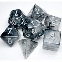 Set di Dadi Borealis Luminary (Fumo Chiaro, Argento)