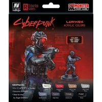 Vallejo Cyberpunk RED Lawmen Paint Set - Set da 8 Colori + 1 Miniatura