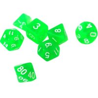Set di 7 Dadi Transparenti - Green