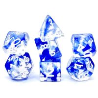 Set di 7 Dadi Transparenti - Nebula Blue