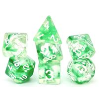 Set di 7 Dadi Transparenti - Nebula Green