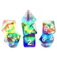 Set di 7 Dadi Transparenti - Rainbow Storm