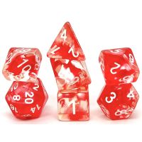 Set di 7 Dadi Transparenti - Nebula Red