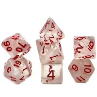 Set di 7 Dadi Transparenti - Red Princess