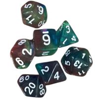 Set di 7 Dadi Transparenti - Rainbow